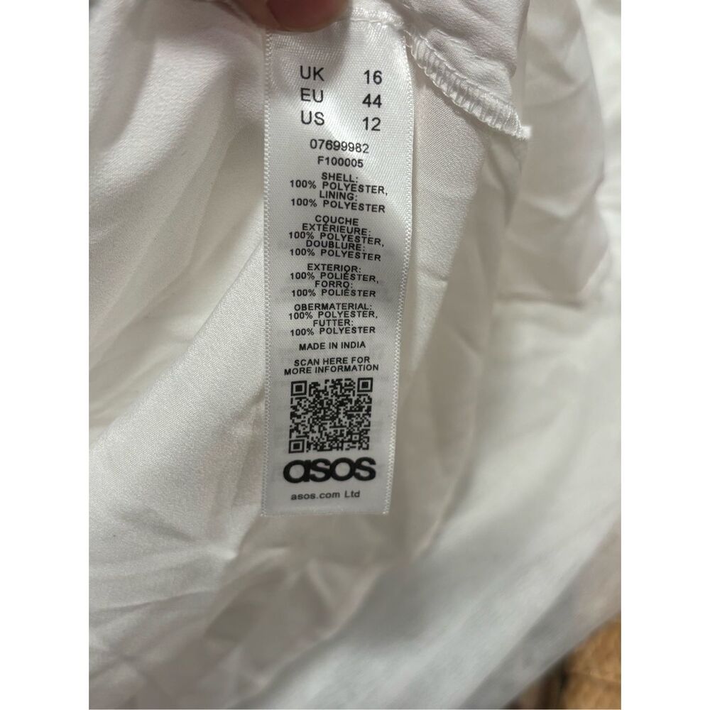 ASOS Women's Elizabeth Long Sleeve Beaded Maxi Bridal Dress White Size 12 NWT - Picture 4 of 5